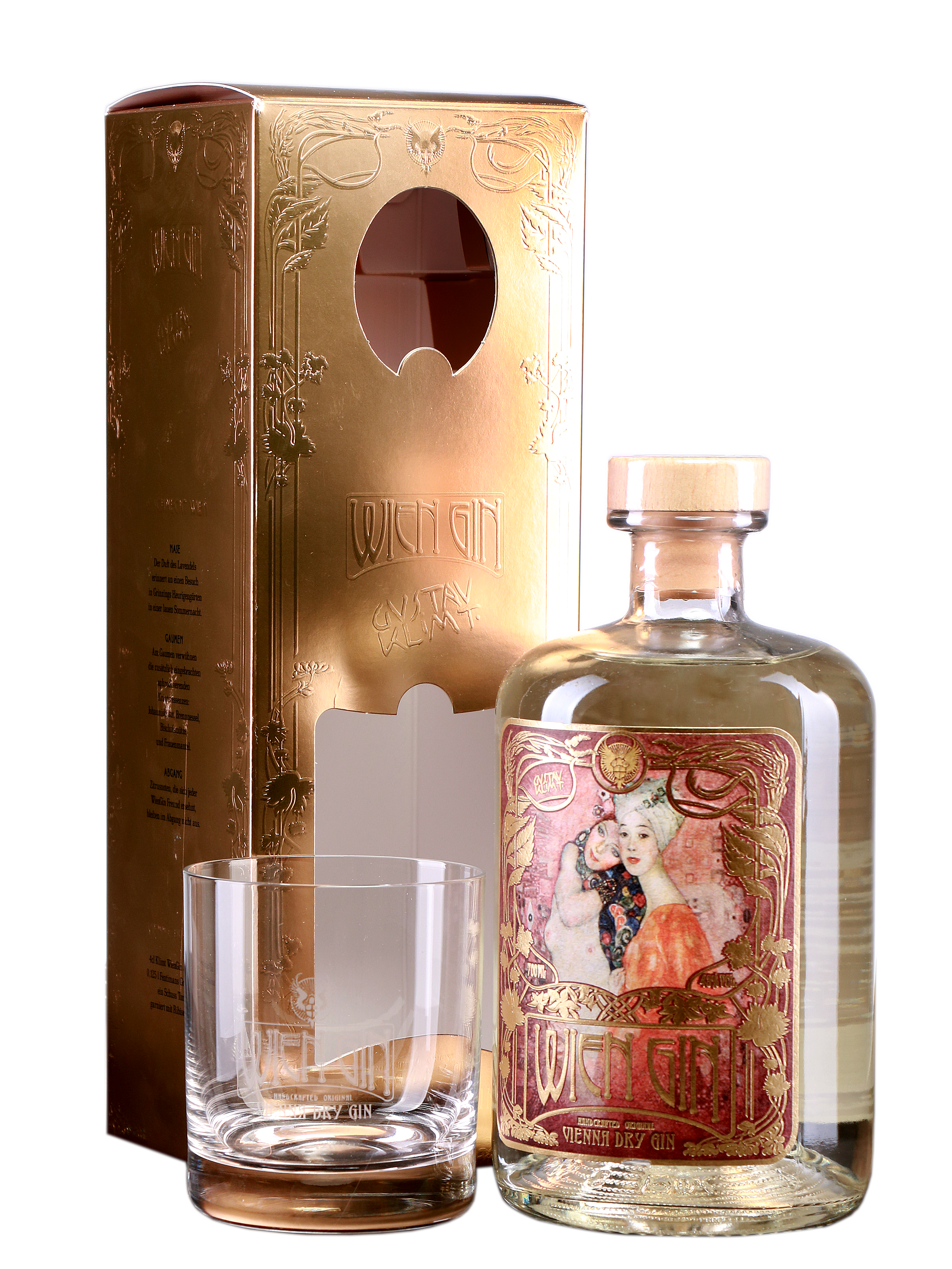 Wien Gin Gustav Klimt Edition mit Glas im Geschenkkarton